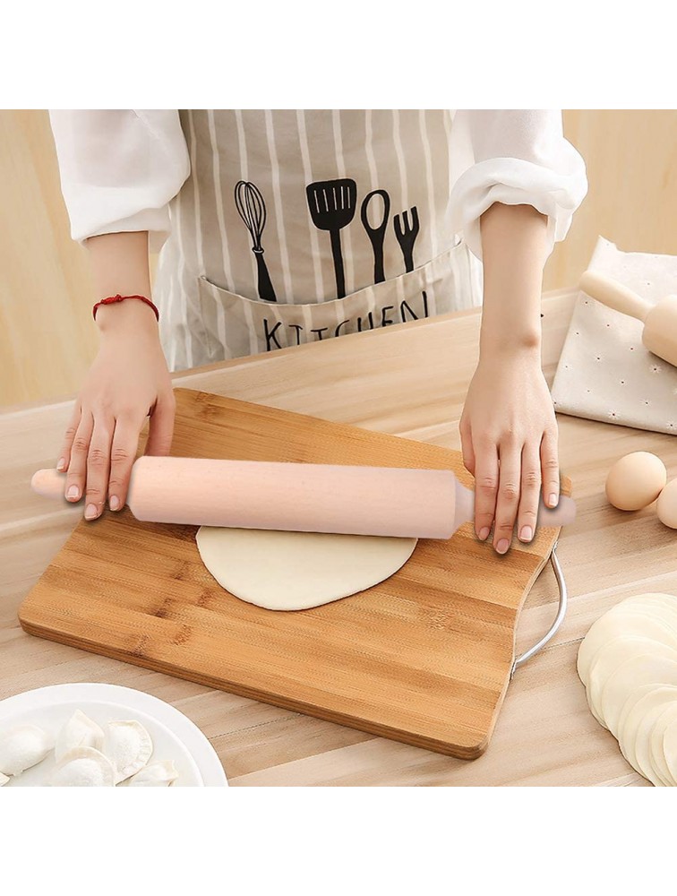 Meilexing Rolling Pin Beech Wood Wax Free Professional Dough Roller for Baking Pasta Pizza Fondant Cookie Noodles Bread 15x1.5 inch（With handle）,the roller is 9 inch - BK23FG7WM