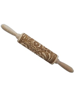 Millie 14.9"Paisley Engraved Embossed Rolling Pin Christmas Snowflake Flower Pattern Wooden Laser Engraved 3D Rolling Pin for Making Cookie Dough Crusts Pies Pastry - B9ZSH89I4