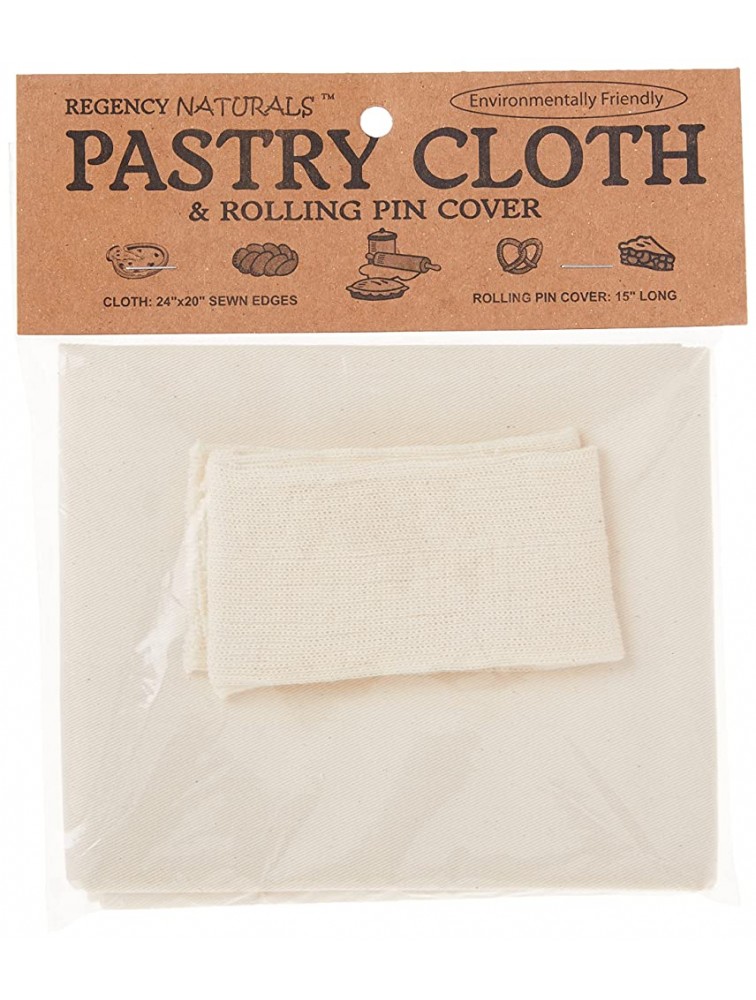 Regency Wraps Regency Natural Pastry Cloth & Rolling Pin Cover Set 100% Cotton - BNKEKJDEA