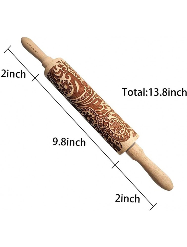 Uspacific Embossed Rolling Pins Snowflake Pattern Wooden Laser Engraved Embossing Printing Rolling Pin DIY Tool for Homemade or Christmas Cookies - B6RHCOCRZ