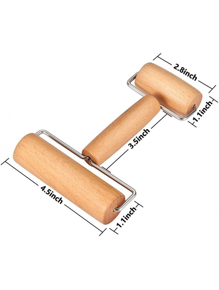 Wood Pastry Pizza Roller 2 Pieces Non Stick Wooden Rolling Pin Time-Saver Pizza Dough Roller for Home Kitchen Baking Cooking - BSGDM1OD0