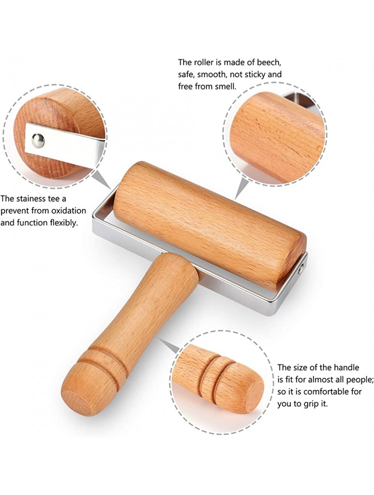 Wood Pastry Pizza Roller 2 Pieces Non Stick Wooden Rolling Pin Time-Saver Pizza Dough Roller for Home Kitchen Baking Cooking - BSGDM1OD0