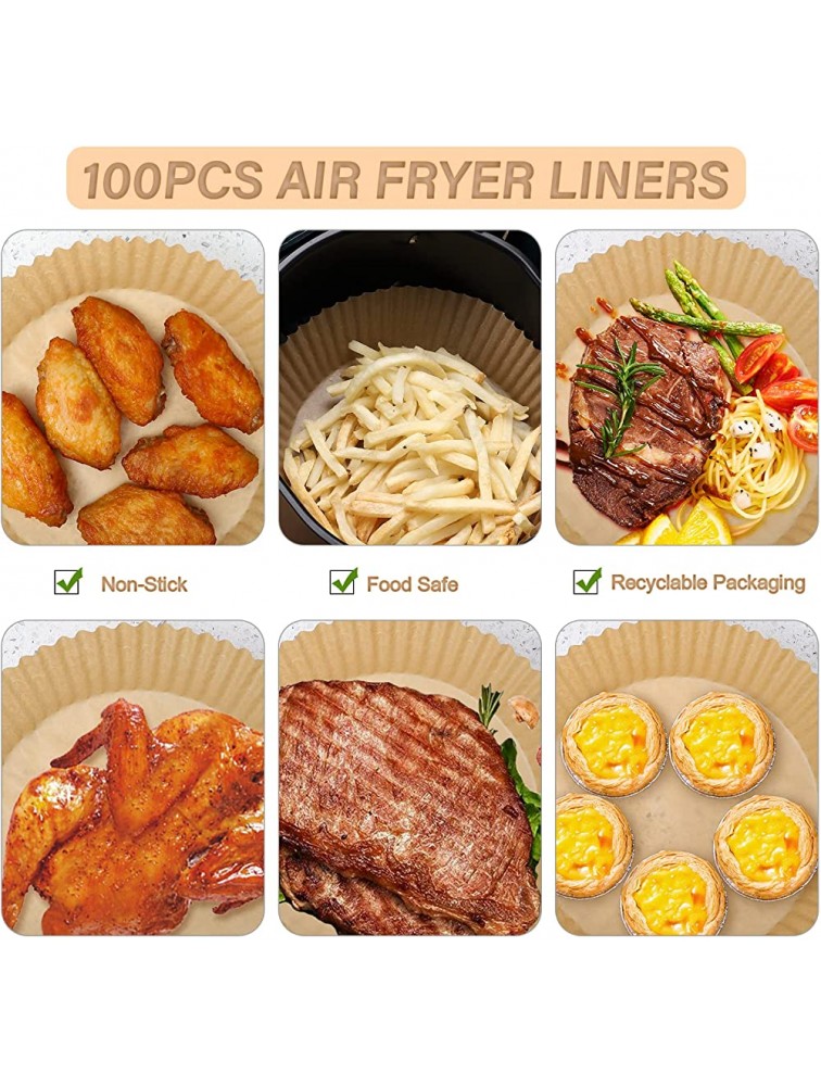 100 PCS Air Fryer Disposable Paper Liner Air Fryer Liners Non-Stick Round Cooking Baking Paper Oil-proof Water-proof Parchment Paper for Air Fryer Baking Roasting Microwave 6.3 inch - BVG1D24X8