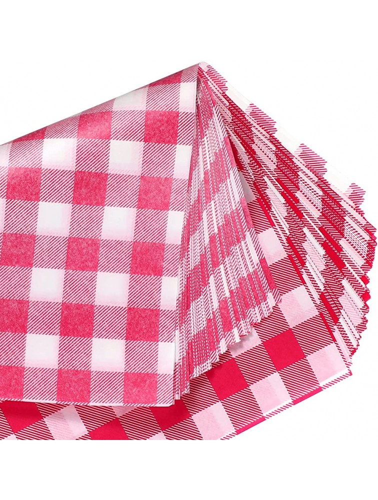 100 Pcs Deli Paper Sandwich Red and White Checkered Paper 12 x 10 Inch Food Wrapping Grease Resistant Liner Papers Wax Paper Sheets for Carnival Party Barbecues Picnics Party Kids Meals Outdoors - BE7TJ9NIU