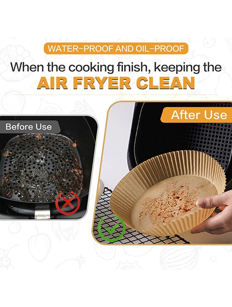 100pcs Air Fryer Disposable Paper Liner Non-Stick Disposable Air Fryer Liners Baking Paper for Air Fryer Oil-Proof Air Fryer Accessories 6.3 Inch - BYS0395I6
