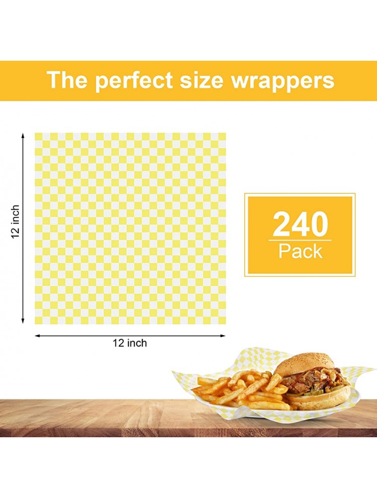 240 Sheets Variety Pack Checkered Dry Waxed Deli Paper Sheets 12x12 inch Paper Sandwich Paper Liners Food Basket Liners Wax Paper Deli Wrap Wax Paper Sheets for Wrapping Bread and Sandwiches - BVJEJ1YUL
