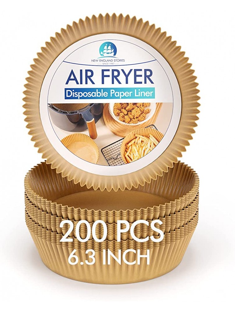 6.3 Inch Air Fryer Disposable Paper Liner 200PCS Non-stick Air Fryer Liners Oil-proof Air fryer Parchment Paper for Baking Food Grade Material Save Cleaning Time - B85E81GF1