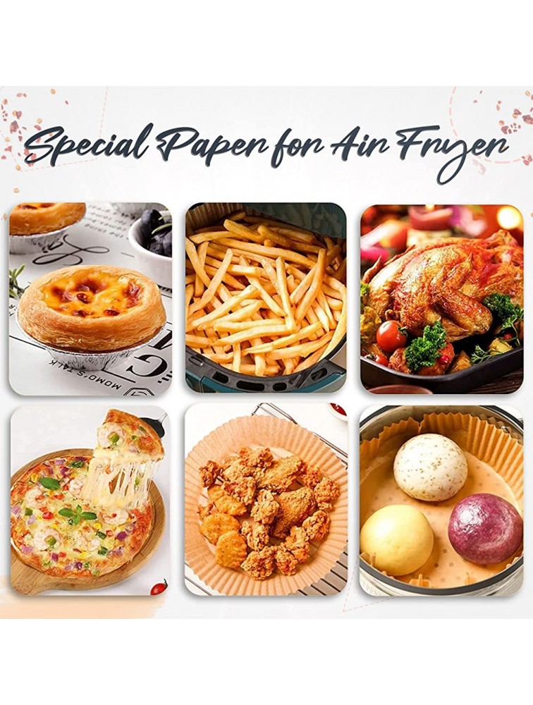 Air Fryer Disposable Paper Liner 50 PCS Air Fryer Liners Non-stick Air Fryer Parchment Paper Liner Baking Paper for Air Fryer Oil-proof Water-proof Food Grade Parchment for Baking Roasting - BH6JH654O