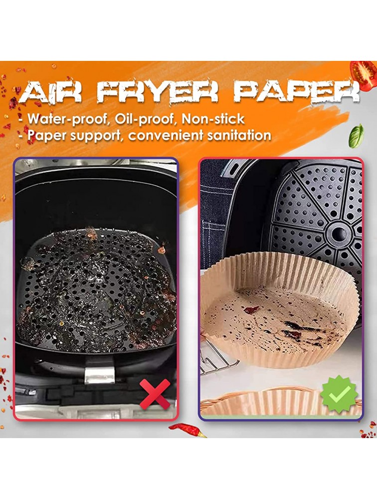 Air Fryer Disposable Paper Liner 50 PCS Air Fryer Liners Non-stick Air Fryer Parchment Paper Liner Baking Paper for Air Fryer Oil-proof Water-proof Food Grade Parchment for Baking Roasting - BH6JH654O