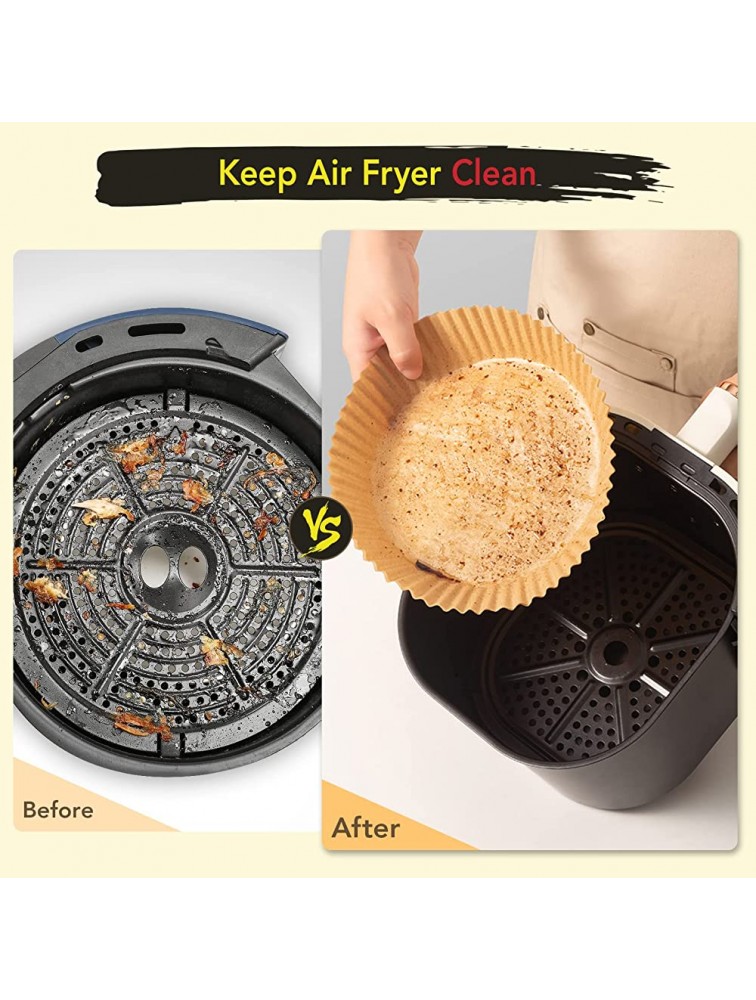 Air Fryer Disposable Paper Liner 50 PCS LOCOTIMYO Non-stick Disposable Air Fryer Liners A Silicone Brush Oil-proof Water-proof Baking Paper Food Grade Parchment for Baking Roasting Microwave - BUJ0WR2TO