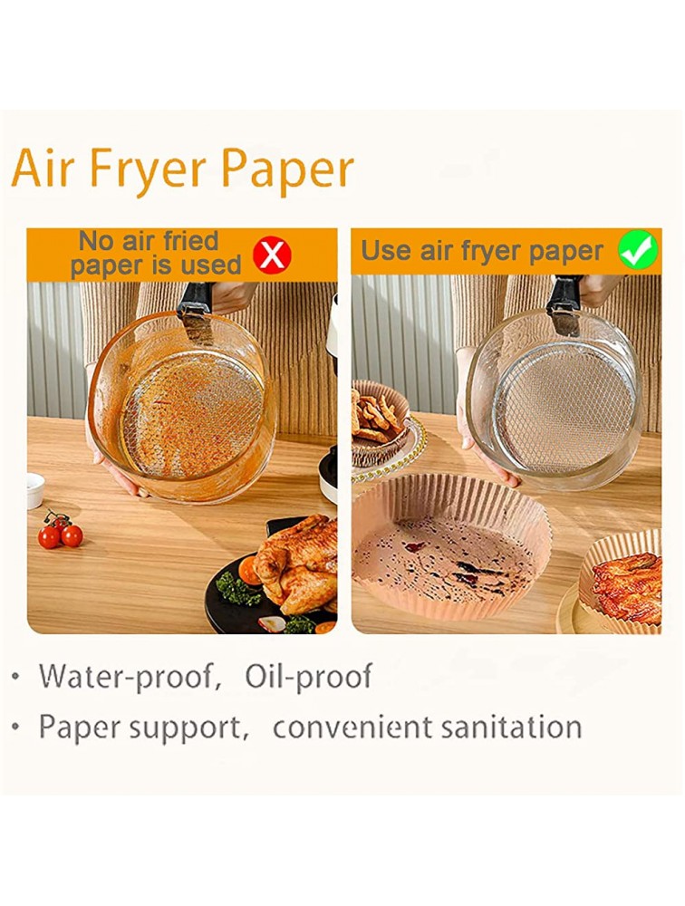Air Fryer Disposable Paper Liner,Non-stick Food Grade Air Fryer Liners Water-proof Oil-proof for Baking Suit for 3-6L Air Fryer BBQ Plate Oven Kitchen Baking Accessories 100PCS-6.3inch - B88ZRZ2Y3