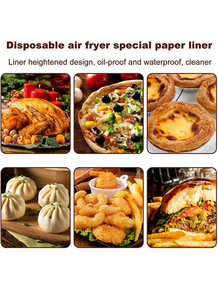 Air Fryer Disposable Paper Liners Non-Stick Disposable Air Fryer Liners Air Fryer Baking Paper Grease Resistant Waterproof,Food Grade Parchment Paper for Baking Baking Microwaves 100Pcs-6.3 inch - B5HESD6BX