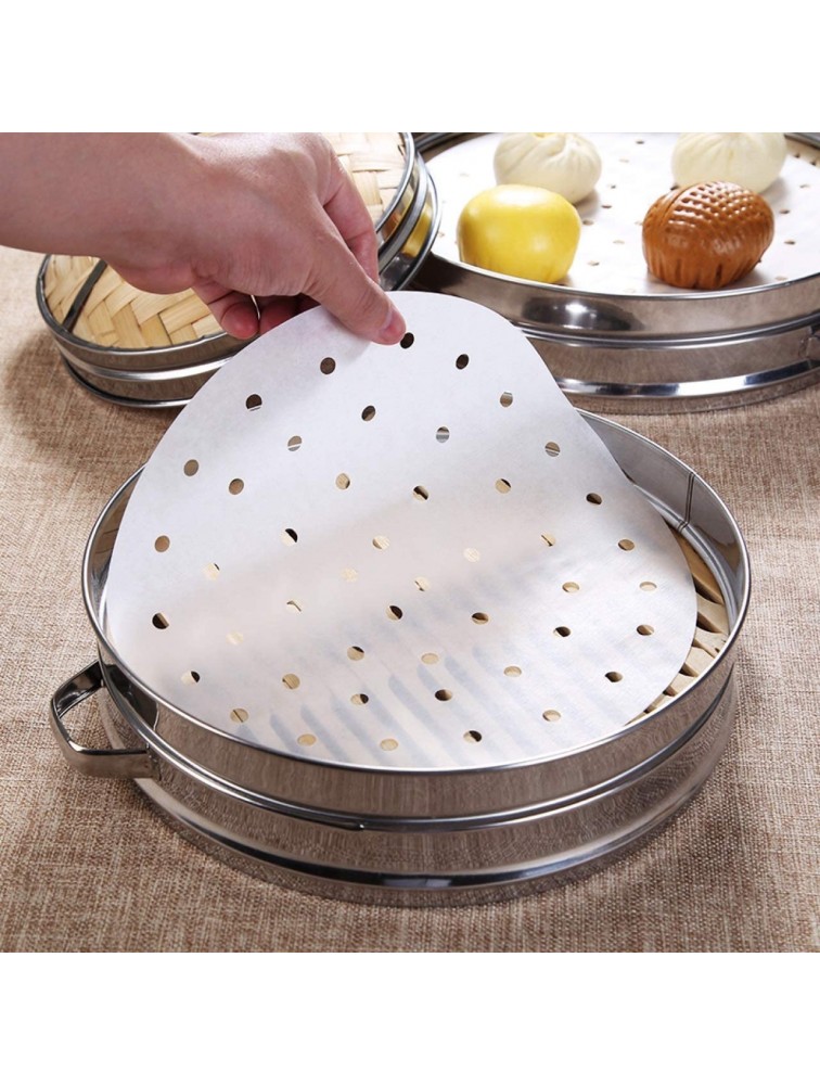 Air Fryer Liners 100-Pack 7-Inch Perforated Steam Paper 7-in Bamboo Steamer Paper Liners - B5KX3YAFE