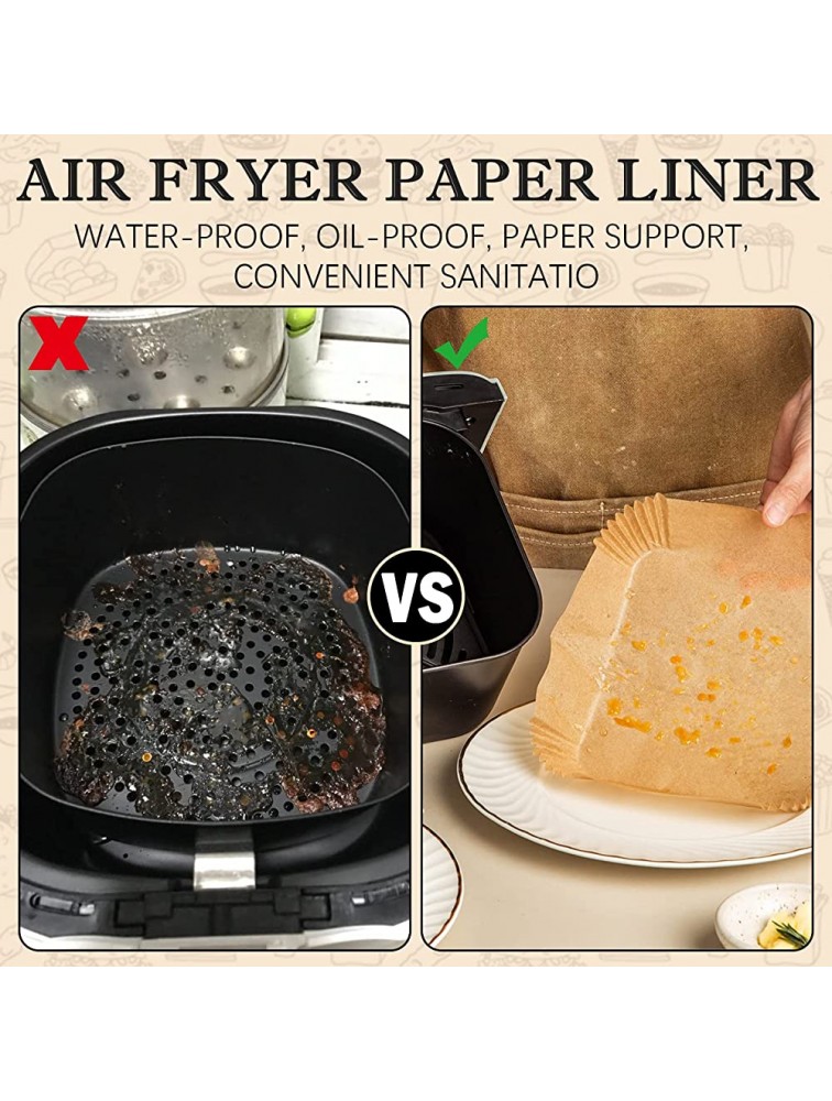 Air Fryer Parchment Paper Non-stick Air Fryer Liners Square 6.3 inch Disposable Baking Paper 50Pcs Oil-proof Air Fryer Liner Air Fryer Sheets for Microwave Oven Natural - BKPN42PW5