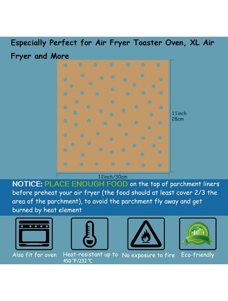 BYKITCHEN Air Fryer Oven Liners 11x12 Inches Nonstick Unbleached Rectangular Air Fryer Parchment Paper for Ninja Foodi Air Fryer Toaster Ovens XL Air Fryer Dehydrator and More Set of 100 - BX31EVPLF