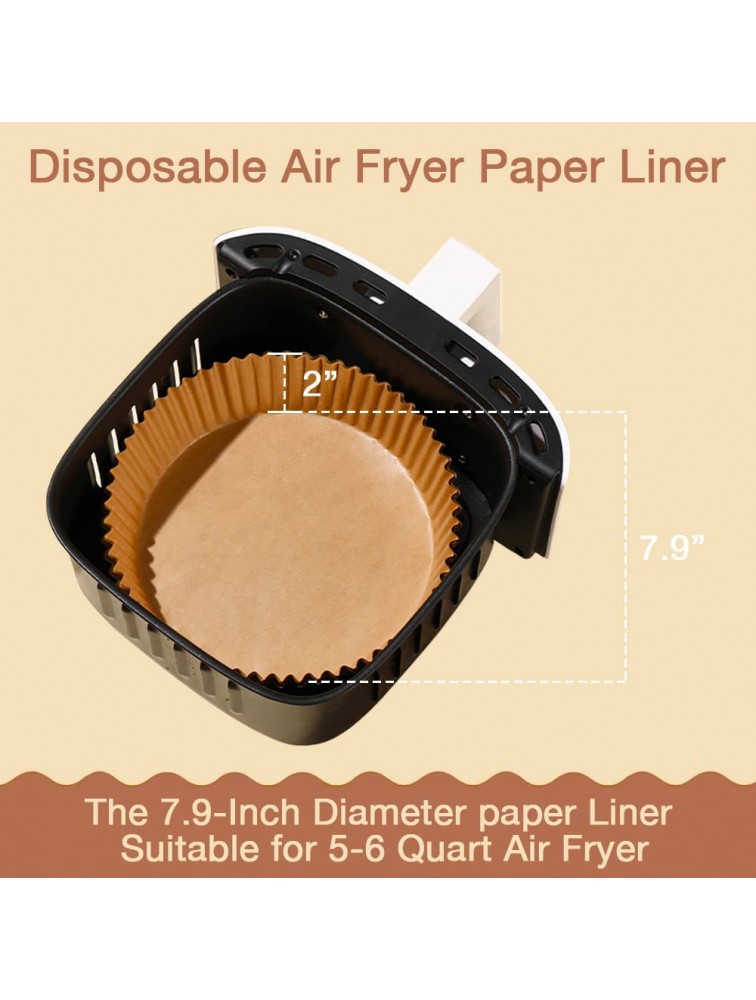 Ephras 100PCS Disposable Air Fryer Paper Liners Parchment Paper for Air Fryer Oil-proof Baking ParchmentDiameter 8inch - BR7X94TVJ