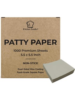 Kitchen Geeks Hamburger Patty Paper 1000 Wax Paper 5.5 x 5.5 Inch Square Sheets For Burger Press Maker Patties Baking Candy - BPEA8XDUI