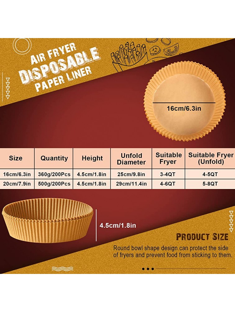 Nialnant 50PCS Air Fryer Parchment Paper Liners,6.3Inch Non-Stick Disposable Air Fryer Paper Liners,Baking Paper for Air Fryer,Natural Parchment Paper,Oil-Proof Water-Proof6.3Inches,50PCS - BZUDFQ75I