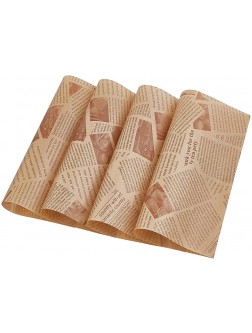 Ocmoiy 100ct Sandwich Wrapping Paper 10 x 10 Inch Deli Food Basket Liners Greaseproof Dry Wax Paper Sheets for Food Picnic Parchment Paper Wrapping Sheets Brown Newspaper Pattern - BJYZ52YEB