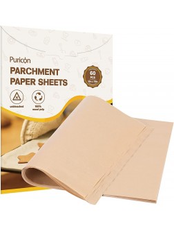 Puricon Precut Parchment Paper for Baking Cooking 12" X 16" Parchment Paper Unbleached Cookie Baking Sheets Flat Nonstick Pan Liners -60 Sheets - B34EJL826