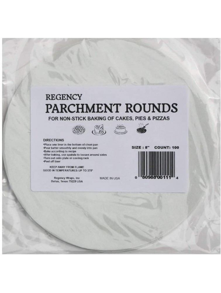 Regency Wraps 8 Greaseproof Parchment Paper Liners for Round Cake Pans 100 Count White - BYUGJT9RL