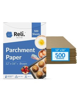Reli. 500 Pcs Parchment Paper Sheets Bulk | 12x16 in. | Brown Parchment Sheets Baking Paper | Non-Stick Pre-Cut Pan Liners | Brown | Parchment Paper Sheets for Baking Air Fryer Grilling - BILBEPY6G