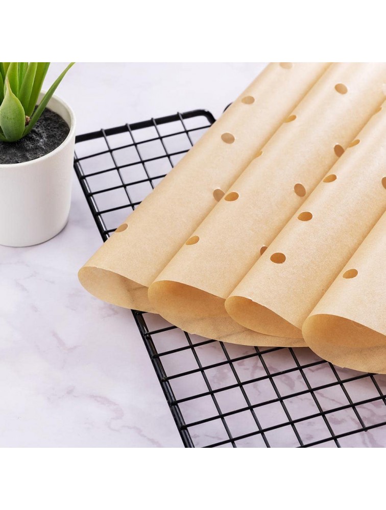 Safmord Air Fryer Parchment Paper 9 Inch Air Fryer Liners 200PCs Unbleached Round Filter Paper for Air Fryers 100 Perforated and 100 Imperforate Non-Stick Baking Paper for Air Fryers Steamers - B57O2F89H