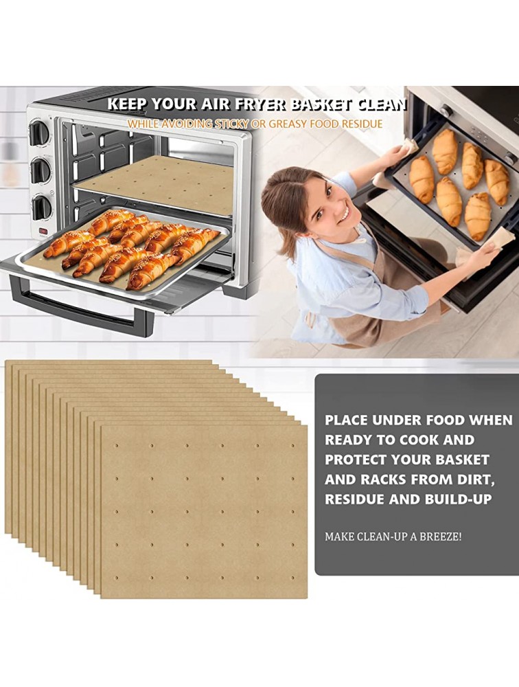 WMKGG Unbleached Air Fryer Parchment Paper 100 PCS Perforated Square Air Fryer Liners for Cuisinart Breville Black and Decker Air Fryer 11 x 9 inch - BSR56VNYV