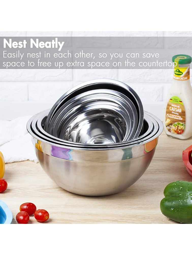 7 Piece Mixing Bowls with Lids for Kitchen YIHONG Stainless Steel Mixing Bowls Set Ideal for Baking Prepping Cooking and Serving Food Nesting Metal Bowls for Space Saving Storage - B25KOU03Q