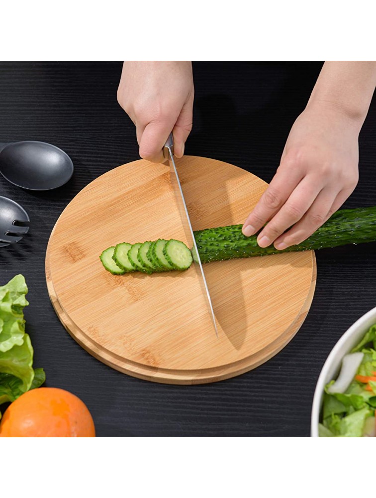 Bamboo Fiber Salad Bowl with Servers Set Large 9.8 inches mixing bowls Solid Bamboo Salad Wooden Bowl with Bamboo Lid Spoon for Fruits,Salads and Decoration Black 9.8INCH - B0836077N