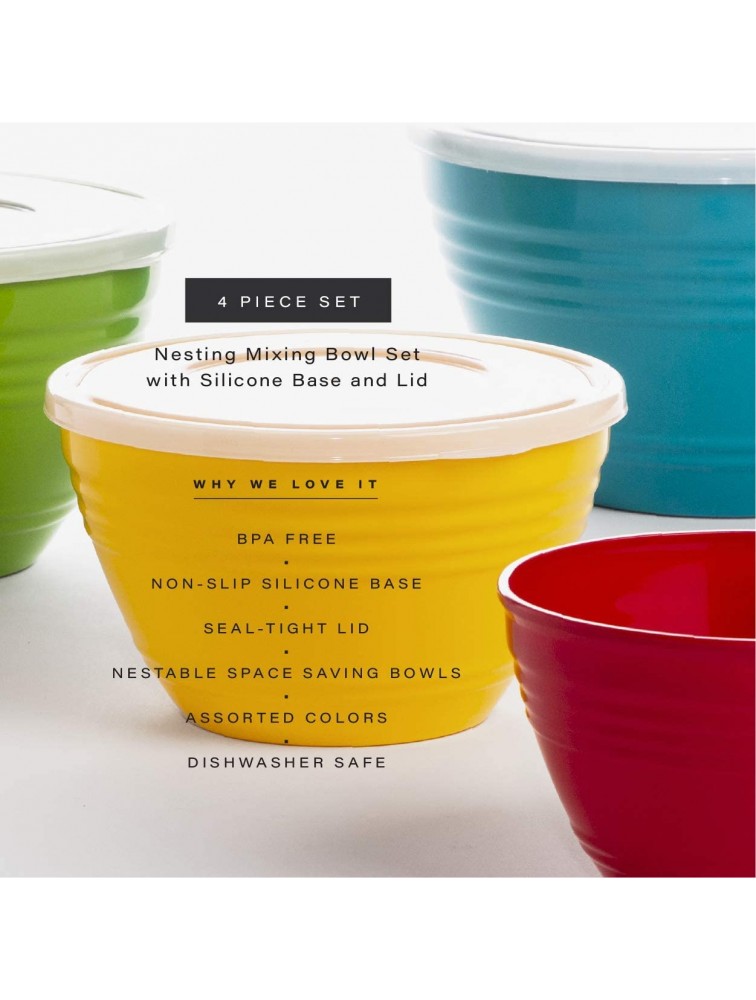 BINO Plastic Mixing Bowls with Lids Set Plastic Mixing Bowl Set Prep Bowls for Kitchen - BSYJKGS8G