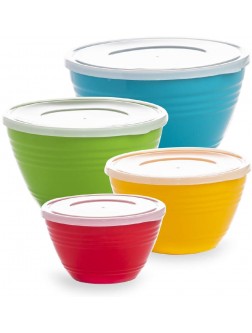 BINO Plastic Mixing Bowls with Lids Set Plastic Mixing Bowl Set Prep Bowls for Kitchen - BSYJKGS8G