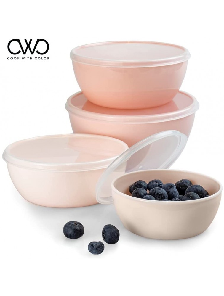 COOK WITH COLOR Plastic Prep Bowls Mini Bowls with Lids 8 Piece Nesting Bowls Set includes 4 Prep Bowls and 4 Lids Ombre Pink - BNZ4O6WGO