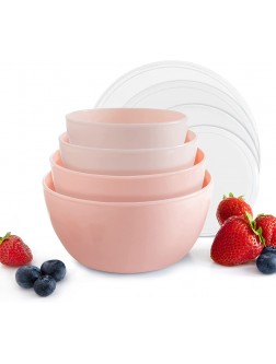 COOK WITH COLOR Plastic Prep Bowls Mini Bowls with Lids 8 Piece Nesting Bowls Set includes 4 Prep Bowls and 4 Lids Ombre Pink - BNZ4O6WGO