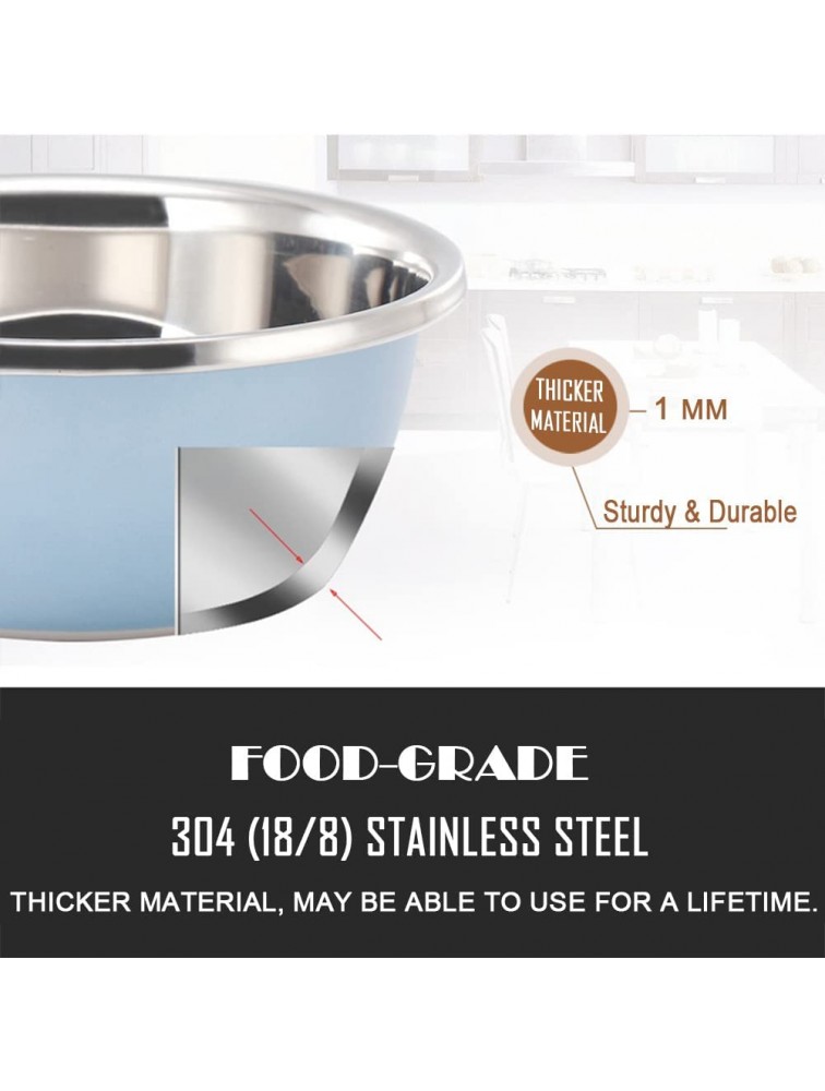 Food Grade 304 18 8 Stainless Steel Mixing Bowls Set of 5 with 1 Strainer Bowl & 4 Bowls Nesting Bowl Set for Space Saving Storage Easy to Clean Great for Cooking Baking Prepping Colorful - BD1BAERU8