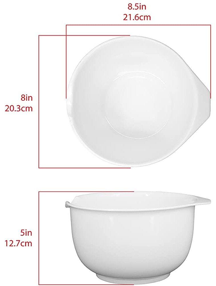 Glad Mixing Bowls with Pour Spout Set of 3 | Nesting Design Saves Space | Non-Slip BPA Free Dishwasher Safe | Kitchen Cooking and Baking Supplies White - BOXVGHOGQ