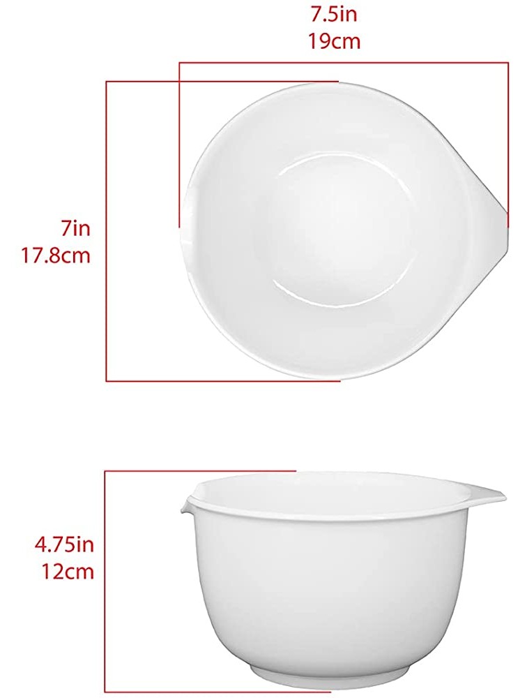 Glad Mixing Bowls with Pour Spout Set of 3 | Nesting Design Saves Space | Non-Slip BPA Free Dishwasher Safe | Kitchen Cooking and Baking Supplies White - BOXVGHOGQ