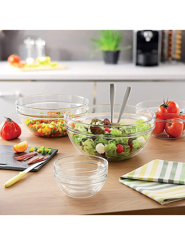 Lawei Set of 9 Glass Mixing Bowls Glass Nesting Bowls Glass Prep Bowls Clear Glass Salad Bowls for Kitchen Prep Salad Cereal Ice Cream Pasta Fruits - B9ZSO99L2