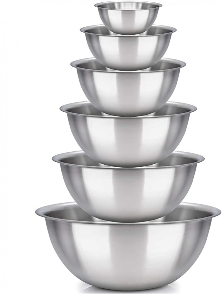 mixing bowls mixing bowl Set of 6 stainless steel mixing bowls Polished Mirror kitchen bowls Set Includes ¾ 2 3.5 5 6 8 Quart Ideal For Cooking & Serving Easy to clean Great gift - BQ5QMF13Z