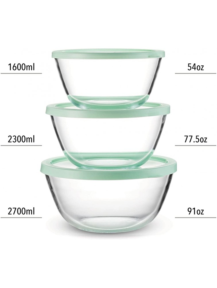 Mixing Bowls with Lids Glass Mixing Bowl Set with BPA Free Lids Space Saving Nesting Bowls Food Storage Containers 6 Piece Set Glass Bowls with Lids - BWCT6J60E