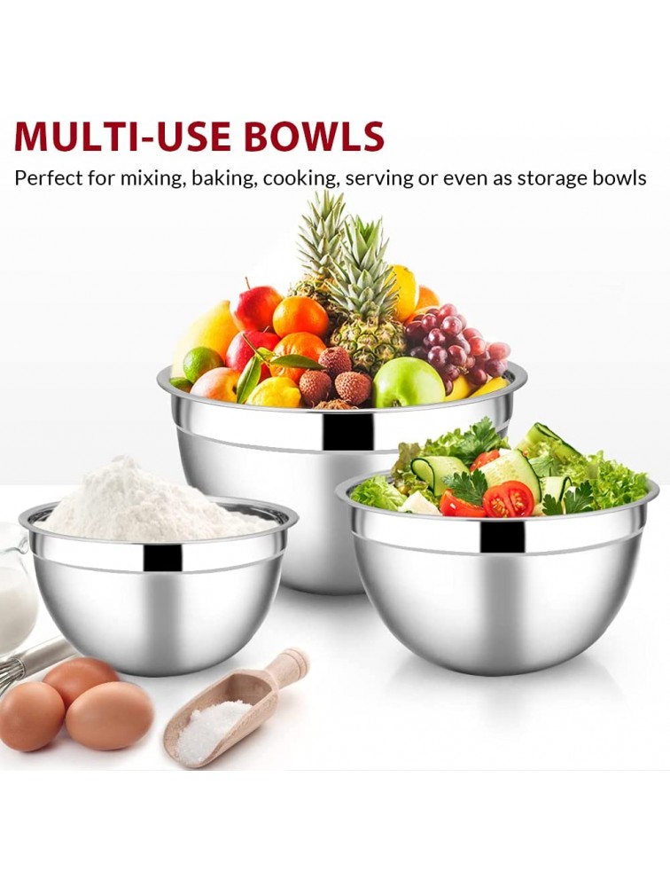 Mixing Bowls with Lids Set of 5 E-far Stainless Steel Black Mixing Bowls Metal Nesting Bowls with Airtight Lids for Cooking Baking Serving Storage Size 0.7 1 1.5 3 4.5QT Dishwasher Safe - BK3K8JRP6