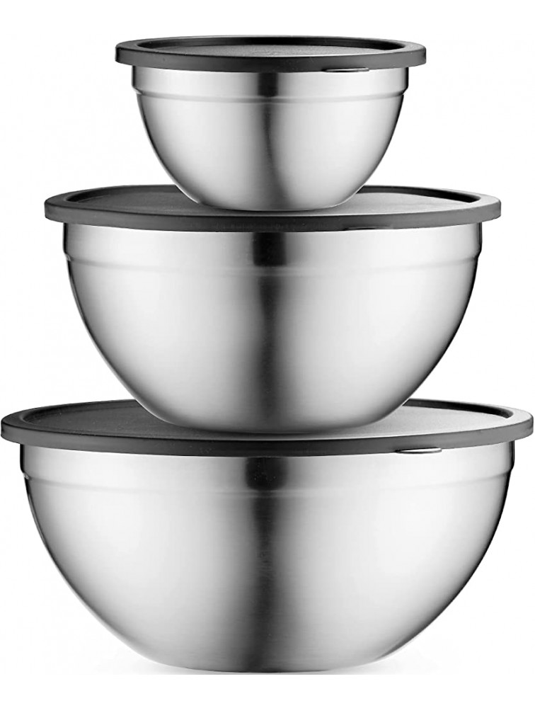 Mixing Bowls with Lids Set Stainless Steel Mixing Bowls with Airtight Lids Nesting Mixing Bowl Set for Space Saving Storage Ideal for Cooking Baking Prepping & Food Storage - BF7TWPHBK