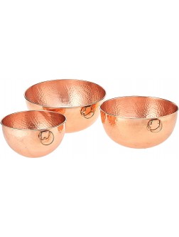 Old Dutch Solid Copper Stone Hammered Bowls-3 Piece Set Mixing Beating one size - BRT7AR6FG