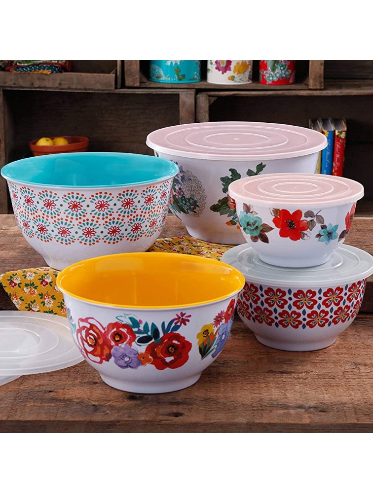 The Pioneer Woman 10-Piece Nesting Mixing Serving Bowl Set features Unique Vibrant Colors - BKYSL9WCC