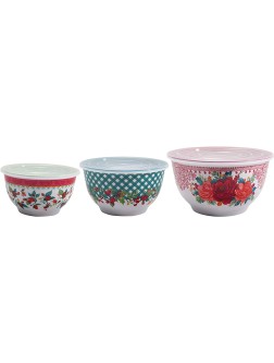 The Pioneer Woman Melamine Mixing Bowl Sets with Lids Cheerful Rose - BMTW2HB3J