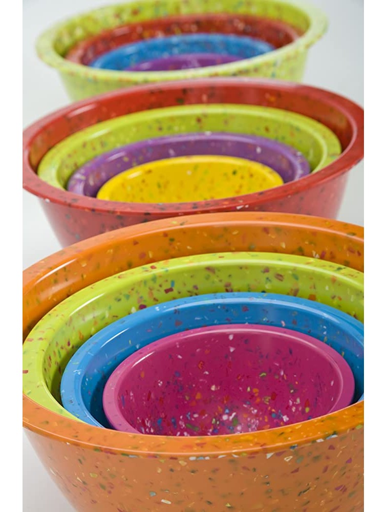 Zak Designs for Prepping and Serving Food Made with Durable Melamine Mixing Set Nesting Bowls for Space Saving Storage 4 Piece Confetti DAA - BWVHRYGOK