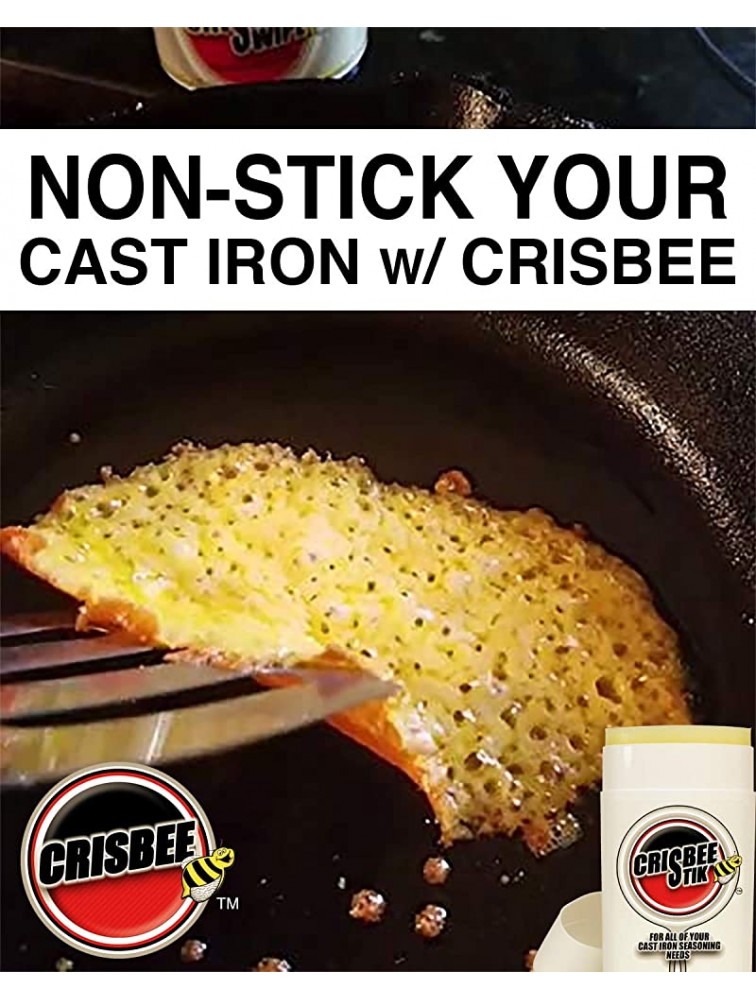 Crisbee Stik® Cast Iron and Carbon Steel Seasoning Family Made in USA The Cast Iron Seasoning Oil & Conditioner Preferred by Experts Maintain a Cleaner Non-Stick Skillet - B4D6KNC71