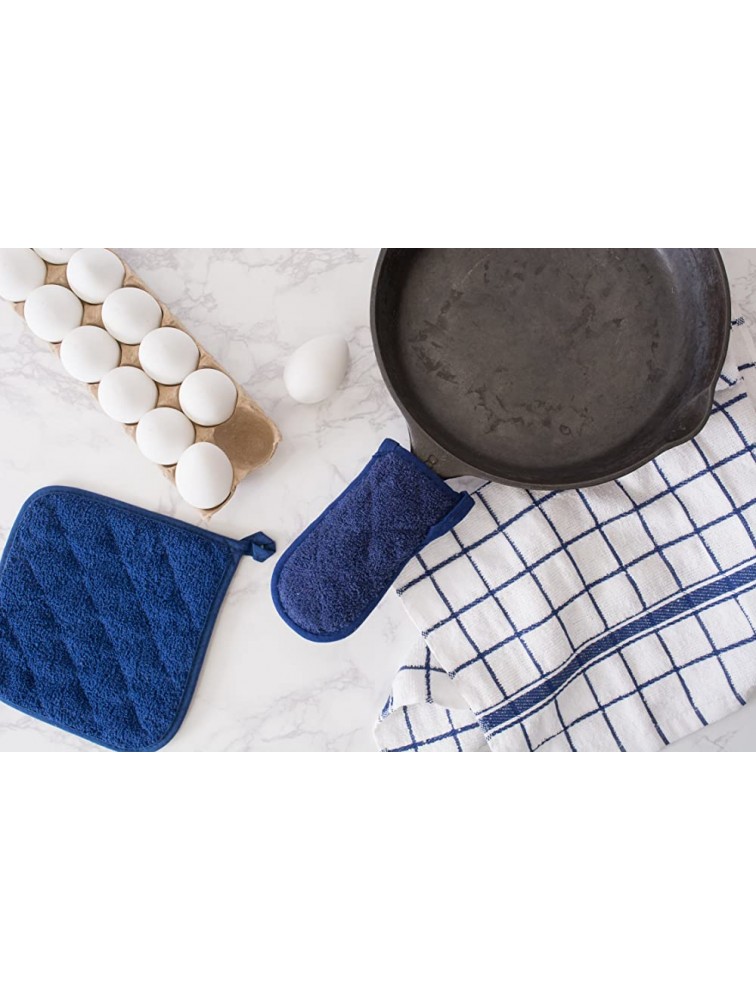 DII Basic Terry Collection Quilted 100% Cotton Potholder Nautical Blue 3 Piece - B3W1AAVOQ