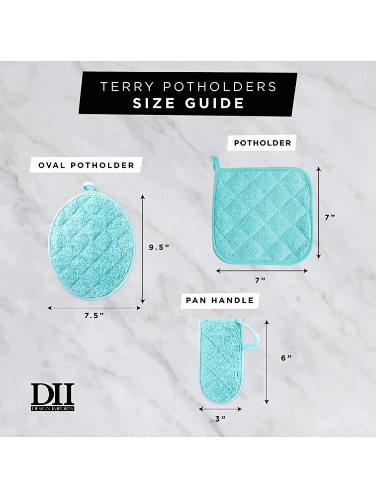 DII Basic Terry Collection Quilted 100% Cotton Potholder Nautical Blue 3 Piece - B3W1AAVOQ