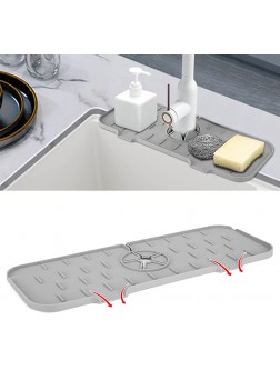 Kitchen Guard Silicone Faucet Handle Drip Catcher Tray Kitchen Guard Silicone Silicone Faucet Mat 1Pack Grey - B4WVFMBFD